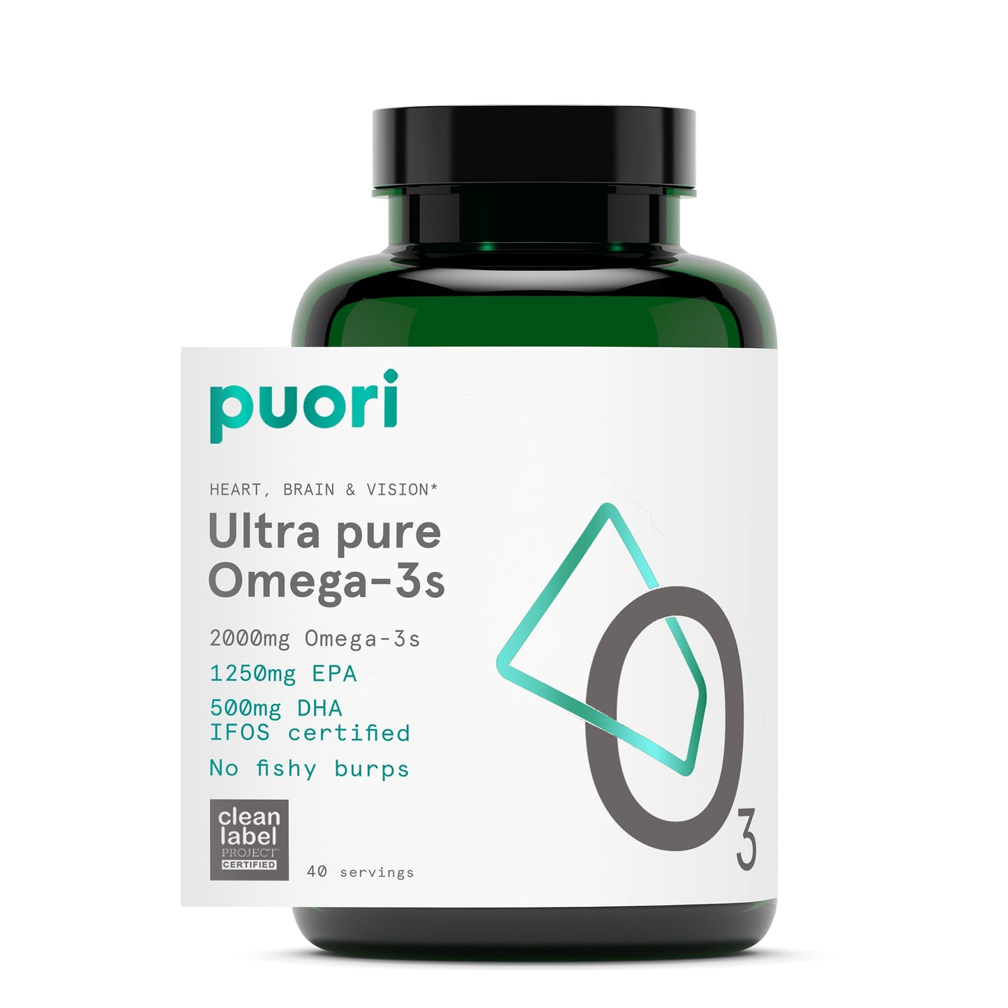 Puori Omega 3 Fish Oil Supplement - Ultra Pure & Burpless Wild Caught Fish Oil with 2000mg Omega 3 Fatty Acids,1250mg EPA & 500mg DHA Supports Heart, Brain & Eye Health - IFOS Certified - 120 Softgels Puori buy supplements Au