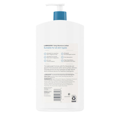 Lubriderm Fragrance Free Daily Moisture Lotion + Pro-Ceramide, Shea Butter & Glycerin