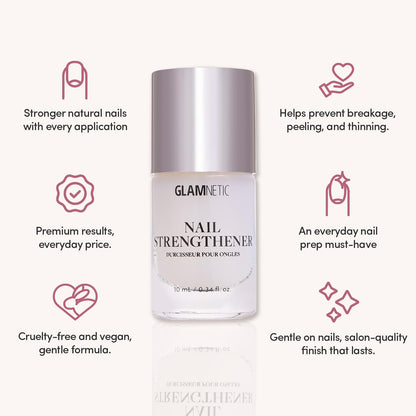 Glamnetic Nail Strengthener | Fast-Drying, Vegan Formula to Reinforce Natural Nails | Helps To Prevent Breakage & Splitting – 0.34 fl. oz