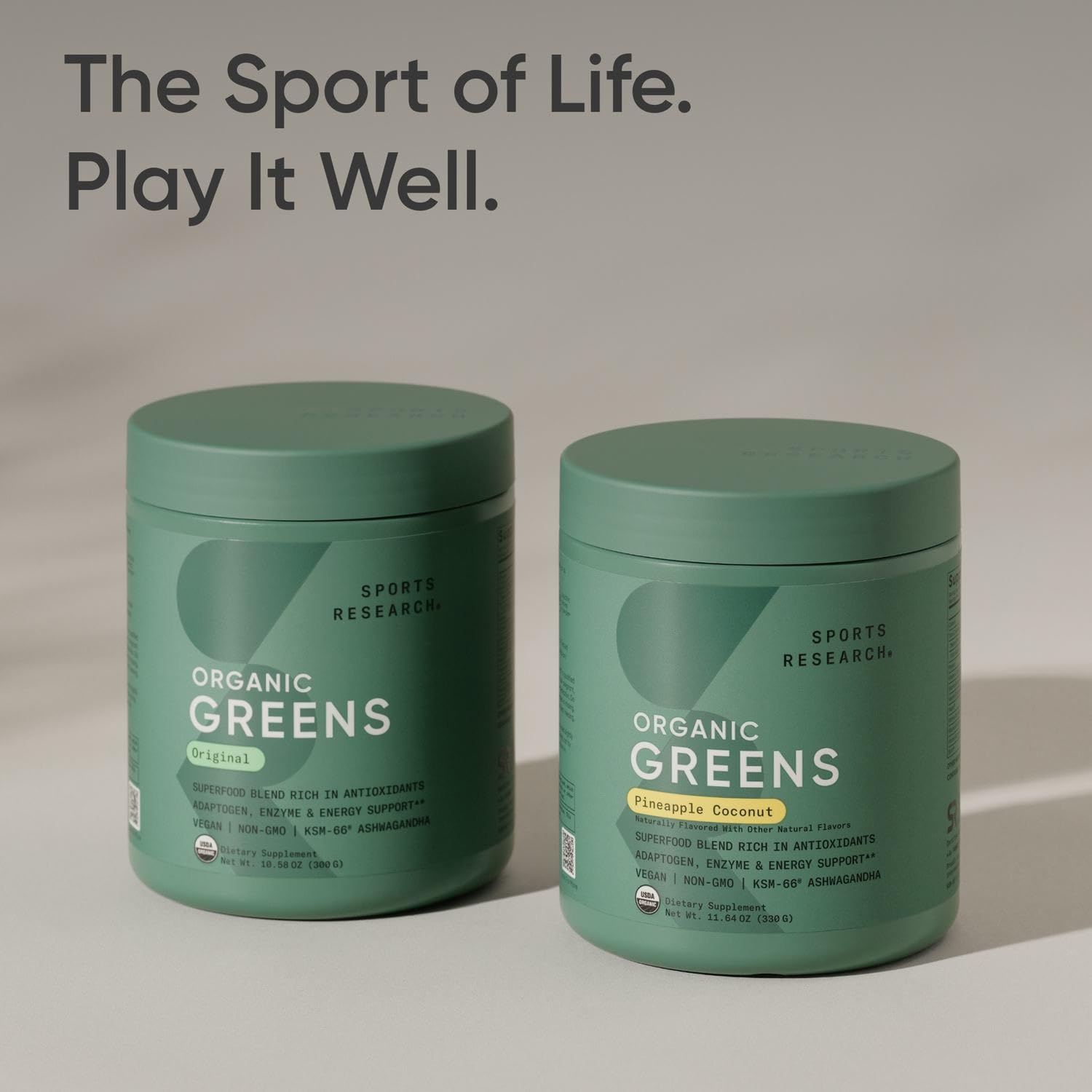 Sports Research® Organic Greens Superfood Powder w/Spirulina & Chlorella, Adaptogens, Enzymes, Probiotics & 8 VIT Bs for Gut & Mood Support* - Vegan, Sugar-Free & Low-Cal Original 30 Servings Sports Research buy supplements Au