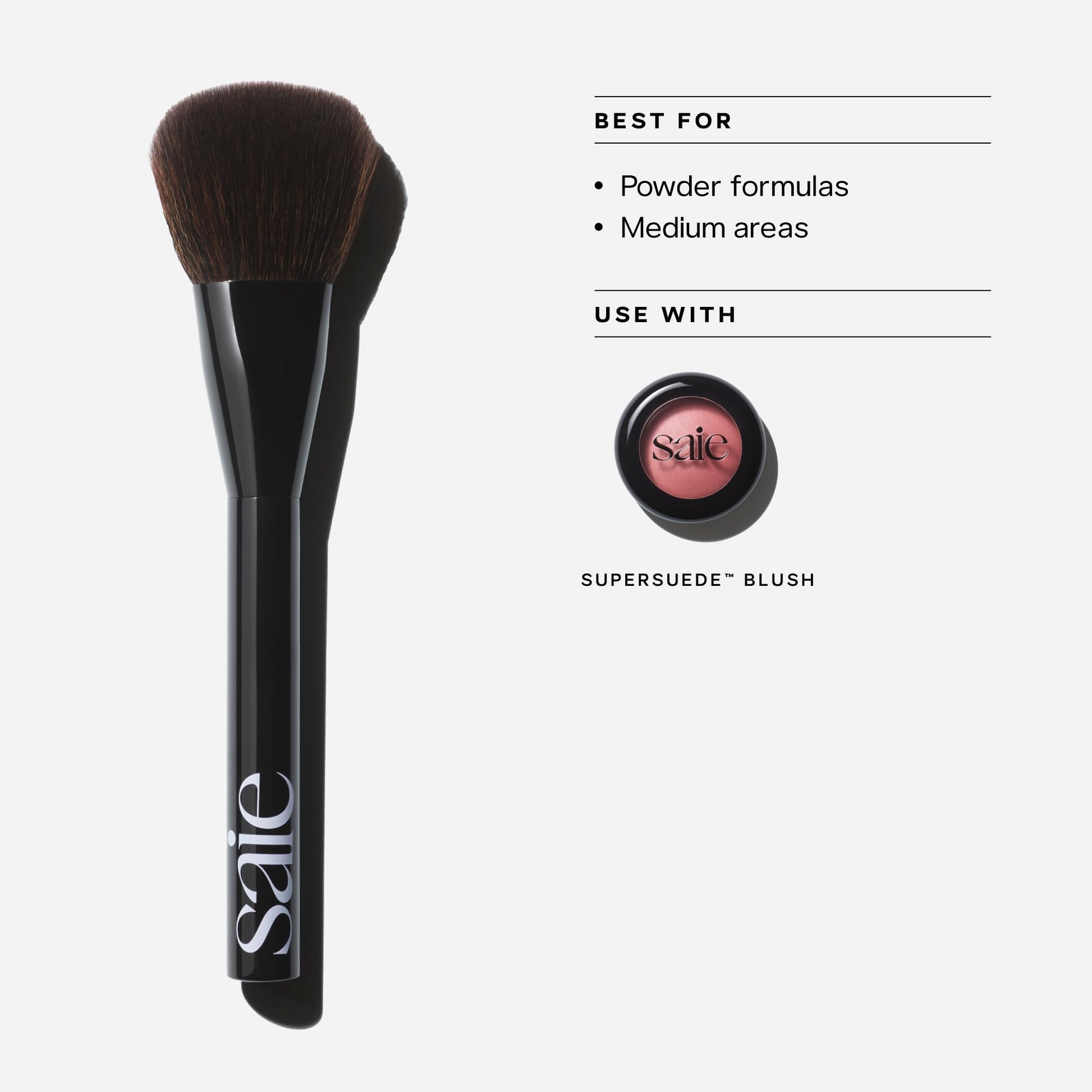 Saie Powder Blush Brush - Fluffy Makeup Brush for Cheeks - Ultra-Soft Tapered Bristles for a Precise, Diffused Application - For Pressed or Loose Powder Face Makeup, Bronzer + Blush - Vegan (1 Count) SaieBuy Supplements Australia