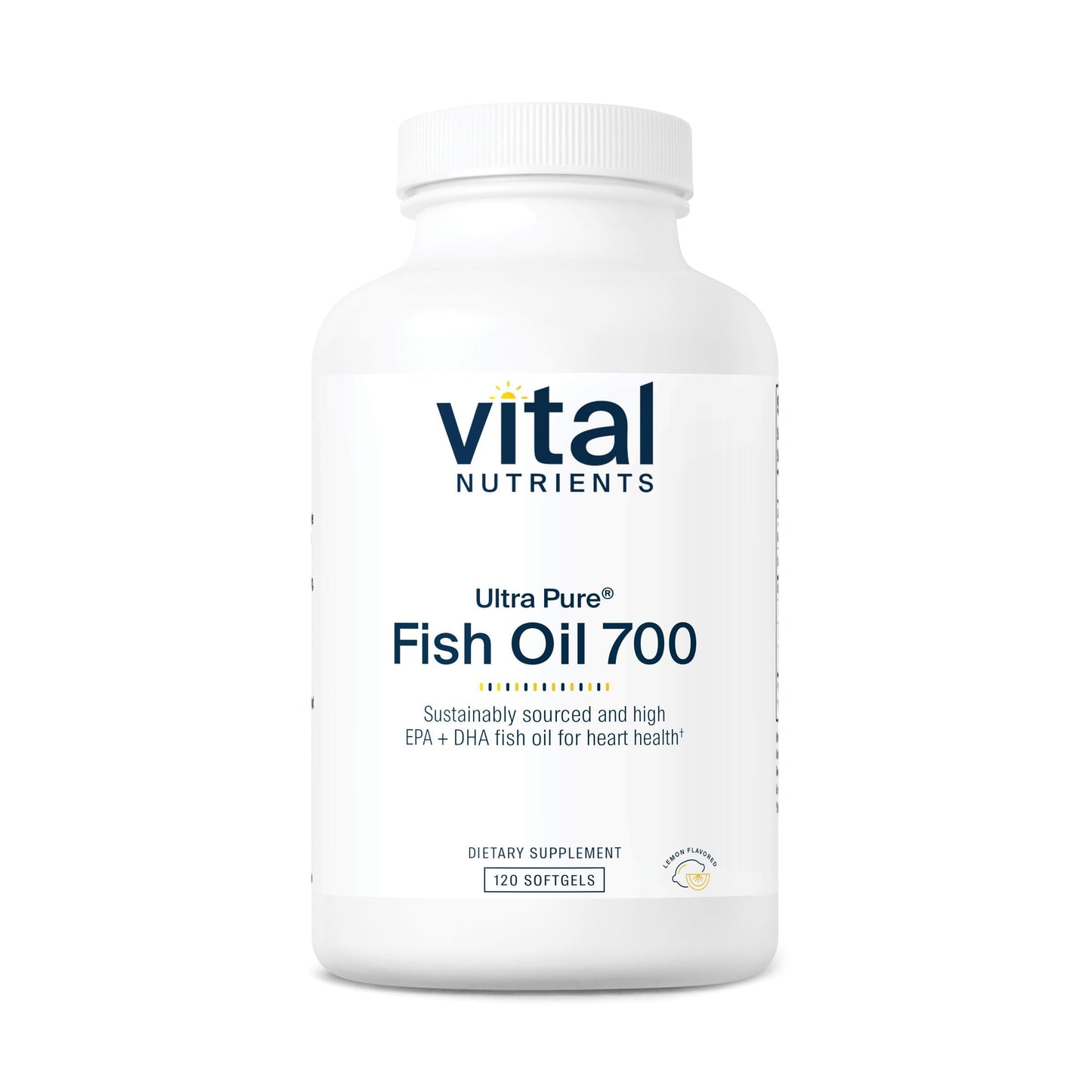 Vital Nutrients Ultra Pure Fish Oil 700 - Supports Heart, Brain, and Joint Health* - Sustainably Sourced High EPA & DHA Omega-3 Fatty Acid - Lemon Flavor - Gluten, Dairy & Soy Free - 120 Softgels Vital Nutrients buy supplements Au