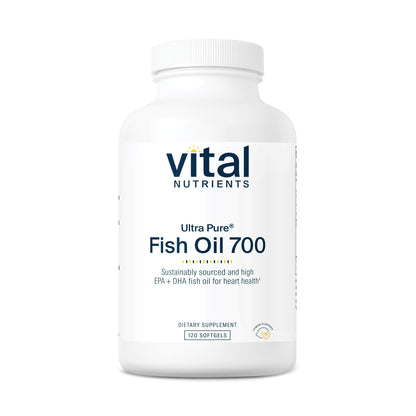 Vital Nutrients Ultra Pure Fish Oil 700 - Supports Heart, Brain, and Joint Health* - Sustainably Sourced High EPA & DHA Omega-3 Fatty Acid - Lemon Flavor - Gluten, Dairy & Soy Free - 120 Softgels Vital Nutrients buy supplements Au