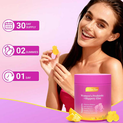 Le Tian Xian Her Juicy Feminine Probiotics Gummies for Women with Slippery Elm, Prebiotics & Lactobacillus - for pH Balance & Digestive Health, Tropical Pineapple Flavor, 60 Count Le Tian Xian buy supplements Au