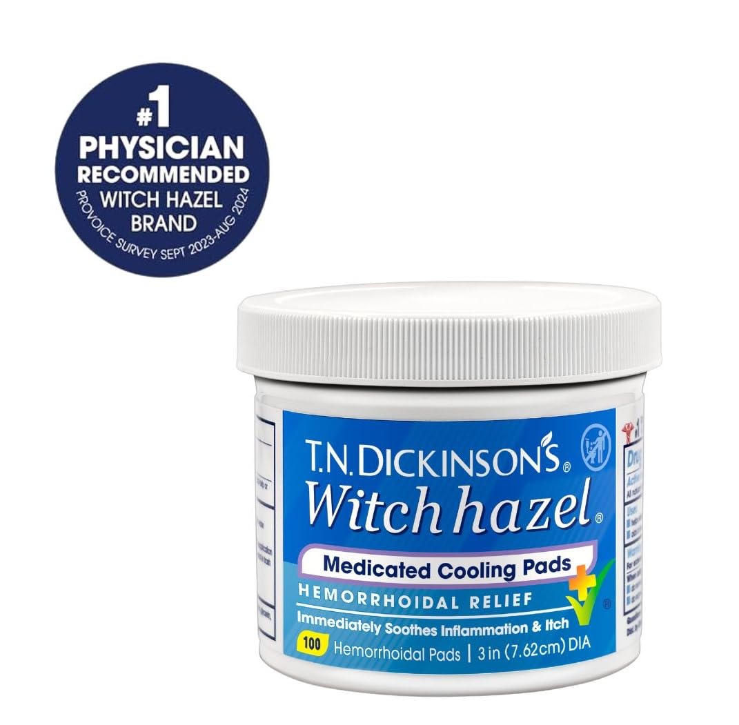 T.N. Dickinson’s Medicated Cooling Pads with Witch Hazel and Aloe | Hemorrhoid Treatment, Postpartum Care, Feminine & Rectal Relief | 100 Rounds T.N. Dickinson'sBuy Supplements Australia