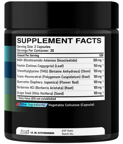 DEDICAD NAD.+ Supplement - Combined to Resveratrol, Quercetin, Berberine, Fisetin, TMG and Grape Seed - 60 Capsules DEDICAD buy supplements Au