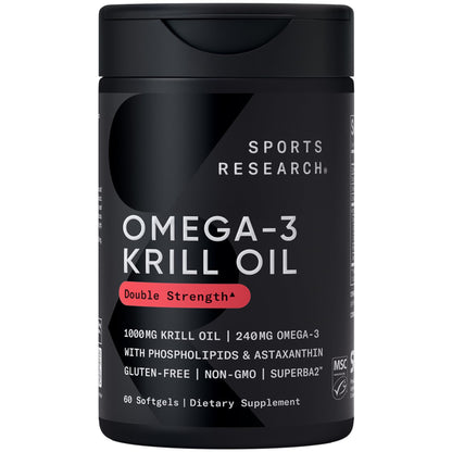 Sports Research Krill Oil Supplement with EPA & DHA Omega 3, Phospholipids & Astaxanthin from Antarctic Krill - Highest Concentration of Krill Oil for Men & Women - 1000mg, 60 Softgel Capsules Sports Research buy supplements Au