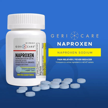 GeriCare Naproxen Sodium Tablets, 220mg (100 Count)- NSAID Extra-Strength Pain Relief for Headache, Arthritis, Muscle Aches, Menstrual Cramps- Film-Coated Naproxen, Anti-Inflammatory & Fever Reducer GeriCareBuy Supplements Australia