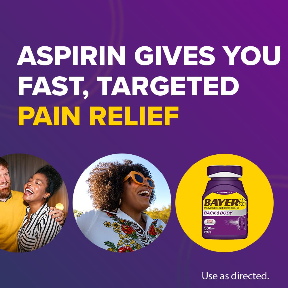 Bayer Back & Body 500mg Aspirin Plus Caffeine for Powerful Pain Relief, 200 Coated Caplets Bayer buy supplements Au