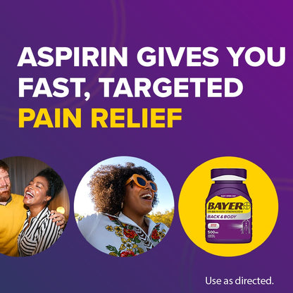 Bayer Back & Body 500mg Aspirin Plus Caffeine for Powerful Pain Relief, 200 Coated Caplets Bayer buy supplements Au