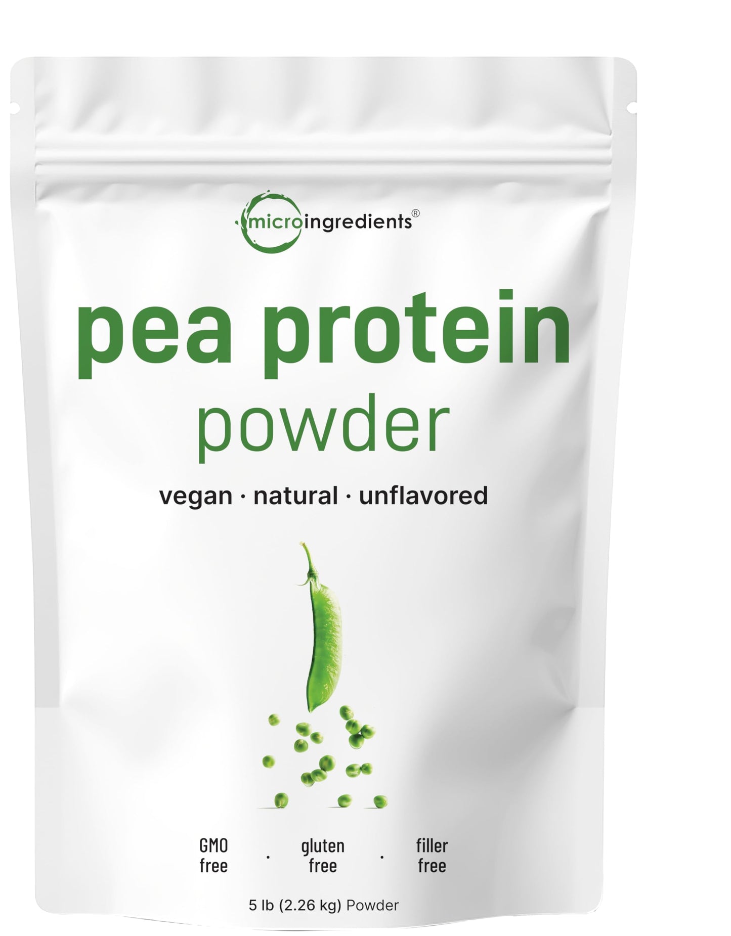 Micro Ingredients North American Grown, Pea Protein Powder, 5 Pounds | Plant Based, Unflavored | Complete Vegan Protein Source with BCAAs & EAAs – 27g Serving | Non-GMO, Keto Friendly