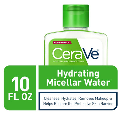 CeraVe Micellar Water, Hydrating Facial Cleanser & Eye Makeup Remover with Niacinamide, Ceramides & Glycerin