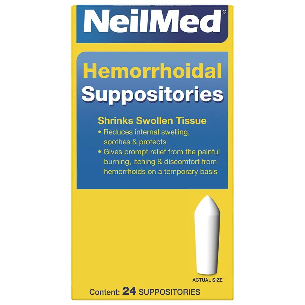 NeilMed Hemorrhoidal Suppositories, Shrinks Swollen Tissue, Relief from Burning, Itching and Discomfort of Hemorrhoids, 24 Count NeilMedBuy Supplements Australia