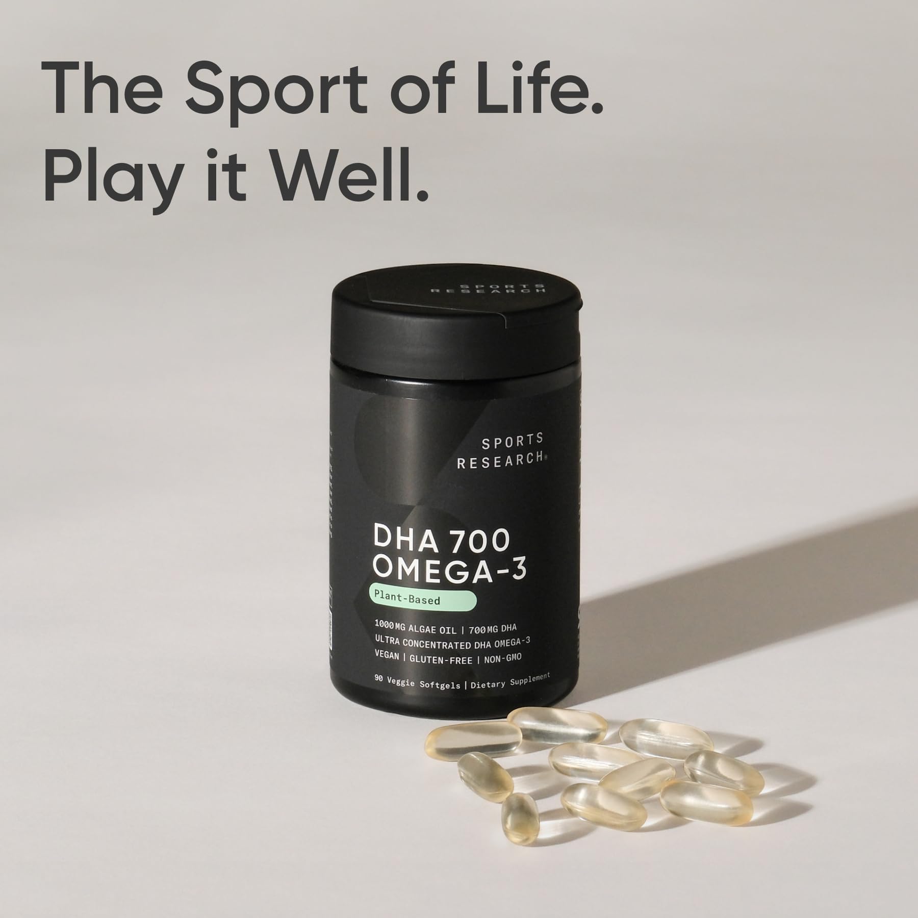Sports Research® Vegan DHA 700mg - Cognitive Support, Brain Support, Supplement with Omega-3 DHA from Algae Oil - Vegan Certified · Non-GMO · Gluten Free - 90 Count Softgels Sports Research buy supplements Au