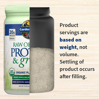 Garden of Life Raw Protein & Greens Vanilla Protein Powder – 20g Plant Based Greens Powder, Probiotics & Enzymes, Post-Workout Recovery, Vegan, Gluten-Free, Non-GMO, 20 Servings