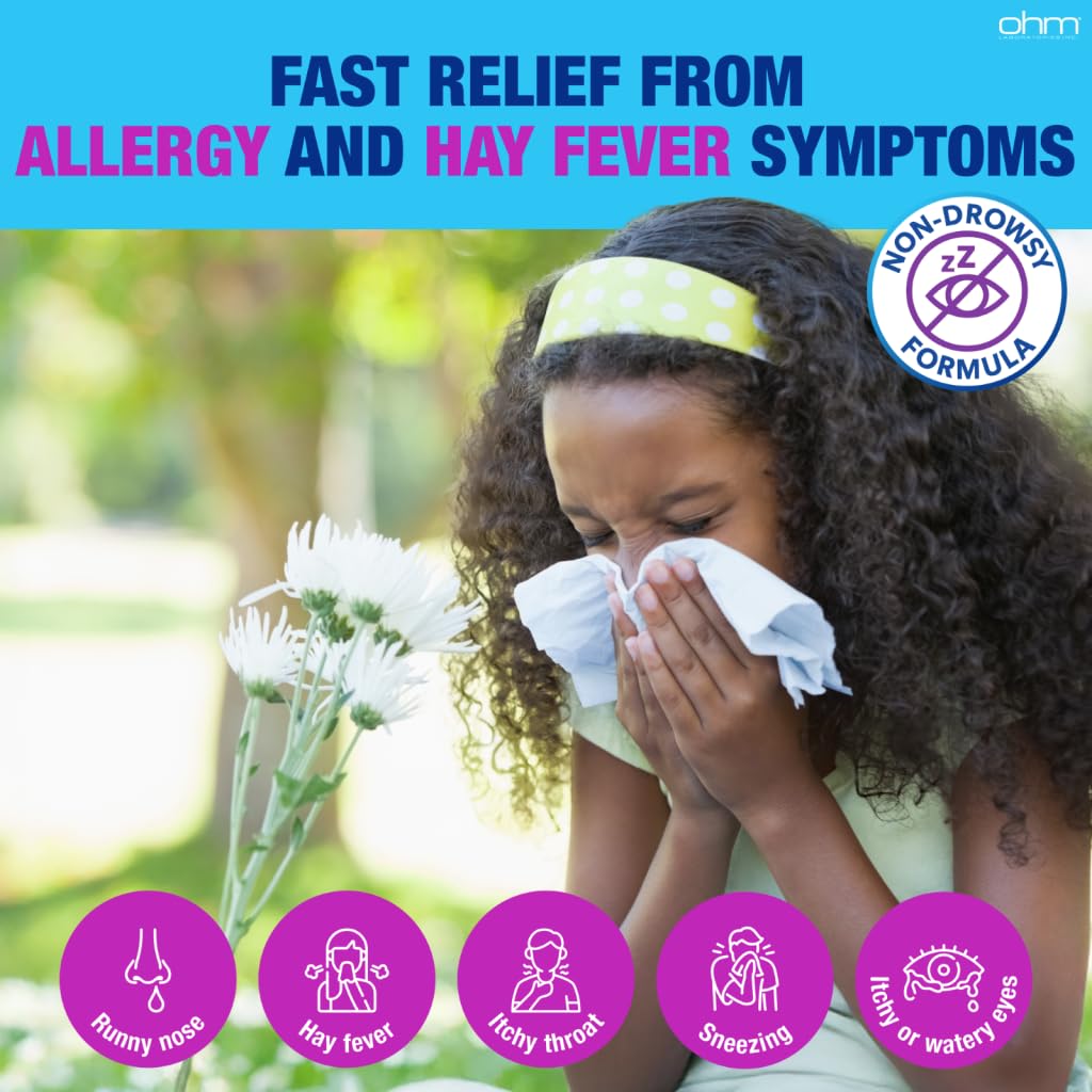 Ohm Children's Allergy Medicine, Loratadine 5mg, Chewable Tablets (30 Count) Grape Flavor, Non-Drowsy Antihistamine, 24-Hour Allergy Relief for Runny Nose, Watery Eyes, Itchy Throat & Nose Ohm buy supplements Au