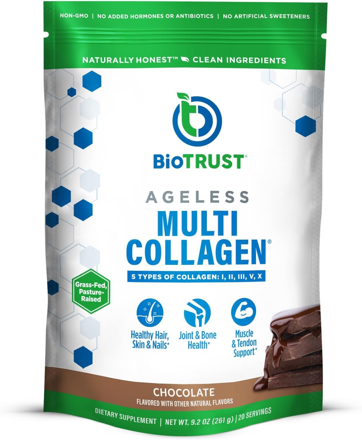 BioTrust Ageless Multi Collagen Peptides Powder – 5 Types (I, II, III, V, X) – Chocolate Collagen Powder for Women & Men – Hydrolyzed Protein – Grass Fed Beef, Fish, Chicken, Eggshell Membrane BioTrust buy supplements Au