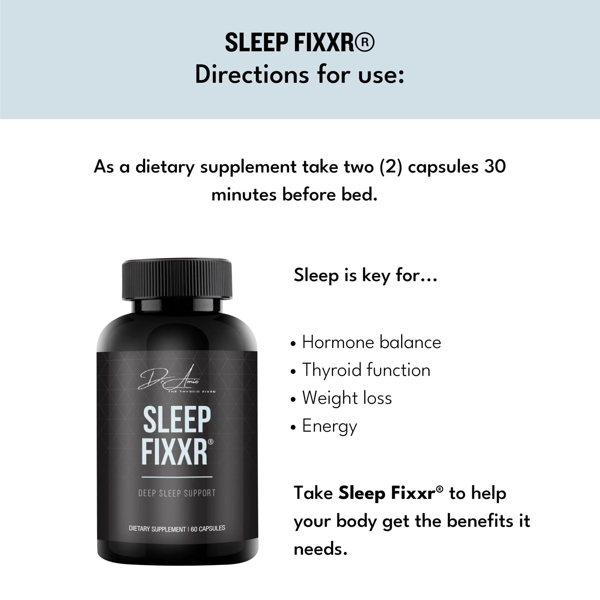 Fixxr Sleep Support by Dr. Amie | with Melatonin, Inositol, and Magnesium | 30 Day Supply, 60 Capsules Fixxr buy supplements Au