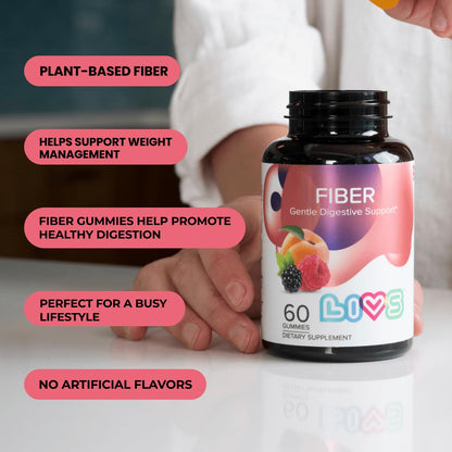 LIVS Fiber Gummies for Adults – Promote Digestive Support & Regularity | Gut Health & Smooth Digestion | Plant-Based Prebiotic | Non-GMO Fiber Supplement