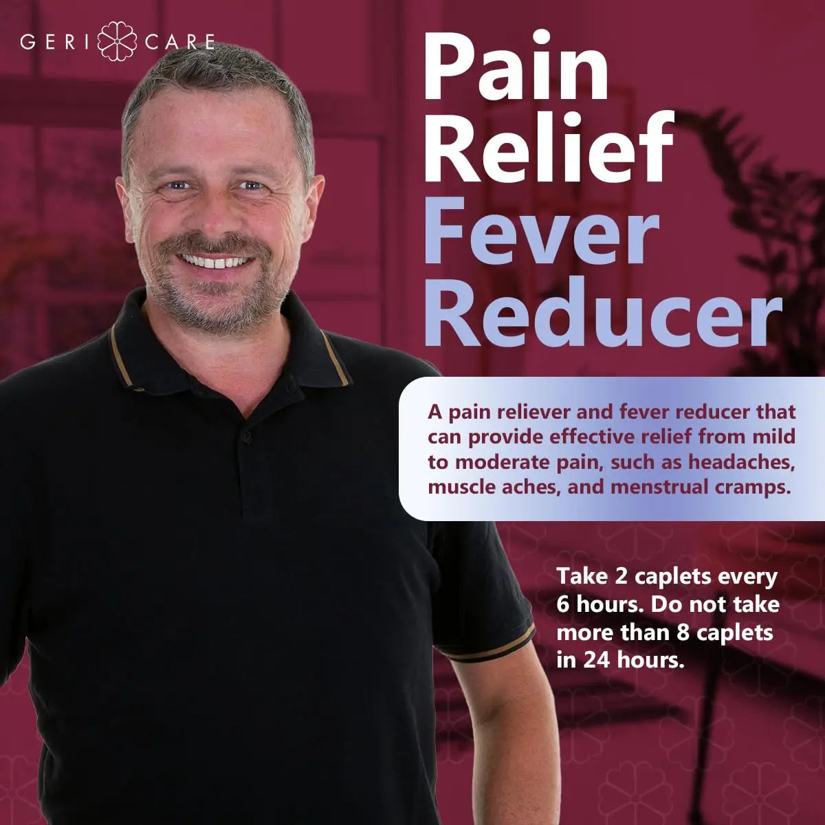GeriCare Pain Reliever Extra Strength Caplets – 100 Count – Acetaminophen 250mg, Aspirin 250mg (NSAID), Caffeine 65mg – Powerful Triple-Action Formula for Headaches, Migraines & Minor Aches (2 Pack) GeriCareBuy Supplements Australia
