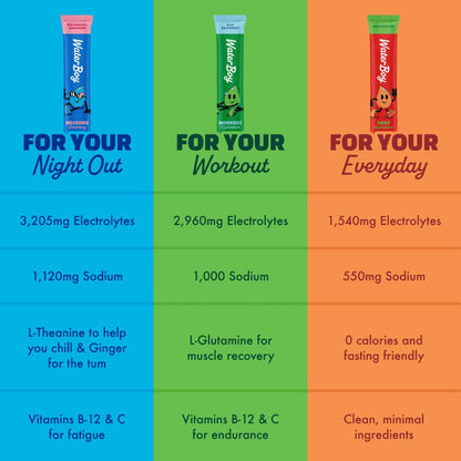 Waterboy Daily Hydration | 1,570mg Electrolyte Powder Packets | No Sugar, All Natural, Gluten Free, Zero Calories | 15 Drink Stick Mixes (Watermelon)