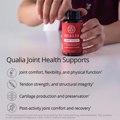 Qualia Joint Health 9 Advanced Joint Health nutrients: denatured Collagen, boswellia, tumeric, Boron, Ginger, L-carnitine. Cartilage Health, Tendon Strength, Healthy Joint Aging (1 Month Supply) QUALIA LIFE SCIENCESBuy Supplements Australia