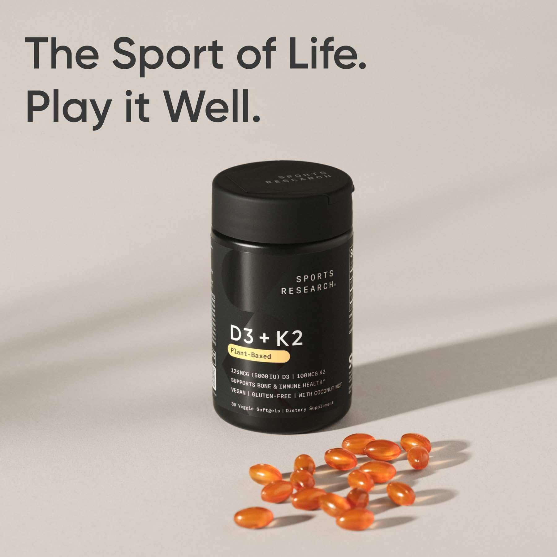 Sports Research® Vitamin D3 + K2 with 10,000iu of Plant-Based D3 & 100mcg of Vitamin K2 as MK-7 | Non-GMO Verified & Vegan Certified 60ct Sports Research buy supplements Au