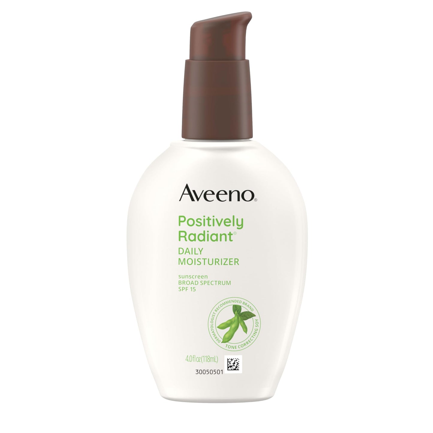Aveeno Positively Radiant Daily Face Moisturizer with SPF 15 Sunscreen, Hydrating Facial Moisturizer with Soy Extract to Improve Skin