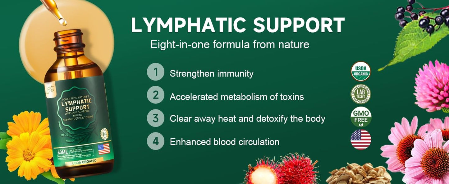 FOTN Lymphatic Drainage Drops - Organic Herbal Supplements - Echinacea | Elderberry | Astragalus | Burdock | Calendula | - Immune Support, Lymphatic Detoxd&Cleanse, 2 fl oz FOTN buy supplements Au