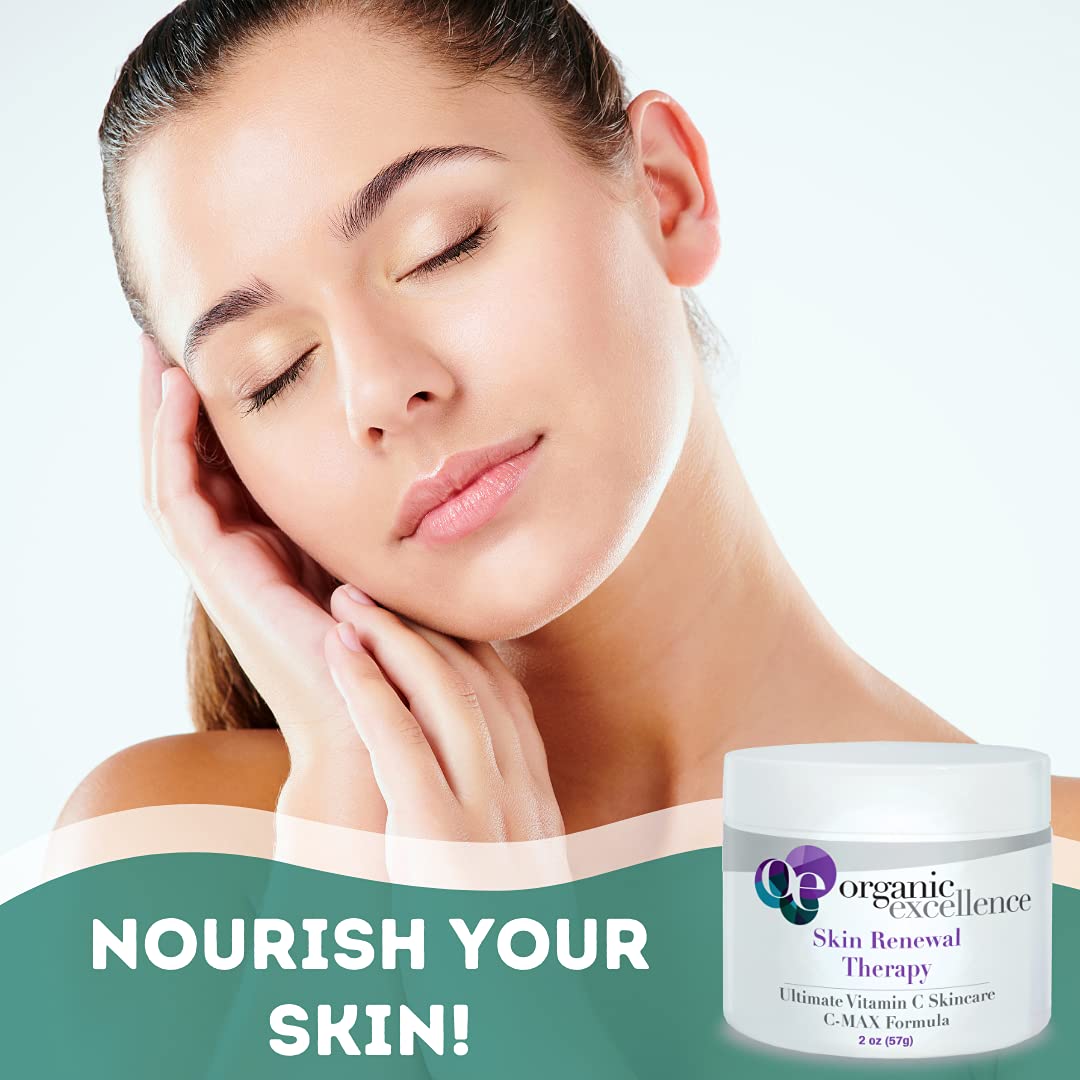 Organic Excellence Skin Renewal Therapy, Vitamin C Face & Neck Cream, Moisturizer to Stimulate Collagen Production and Increase Skin Cell Renewal, Organic Natural Non-Toxic Cruelty-Free 2 oz (57g) Organic ExcellenceBuy Supplements Australia