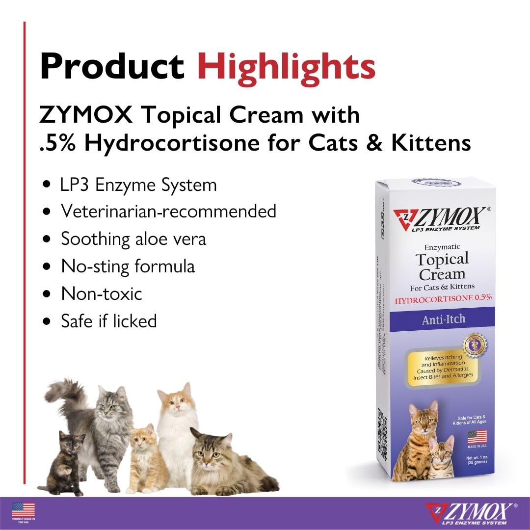 Zymox Cat & Kitten Topical Cream w/ .5% hydrocortisone - 1 oz. Tube Zymox buy supplements Au