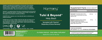 Tulsi - Holy Basil Supplement - Highest Potency, Maximum bio-availabilty, Made with Organic Herbs (Vegetarian Capsules, 120 Count) Harmony Nutraceuticals buy supplements Au