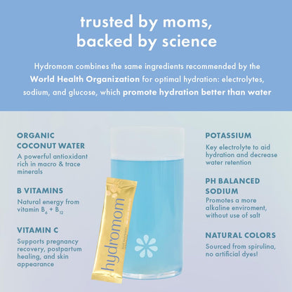 Boobie Hydromom Superfood Electrolyte Drink Mix, Blue Raspberry Lemonade | Refreshing Energy & Hydration Boost for Mamas | On-The-Go & Travel Essentials for Pregnancy,