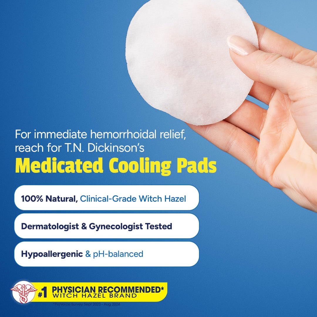 T.N. Dickinson’s Medicated Cooling Pads with Witch Hazel and Aloe | Hemorrhoid Treatment, Postpartum Care, Feminine & Rectal Relief | 100 Rounds T.N. Dickinson'sBuy Supplements Australia