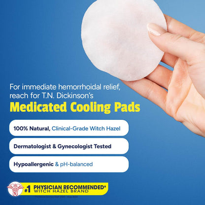 T.N. Dickinson’s Medicated Cooling Pads with Witch Hazel and Aloe | Hemorrhoid Treatment, Postpartum Care, Feminine & Rectal Relief | 100 Rounds T.N. Dickinson'sBuy Supplements Australia