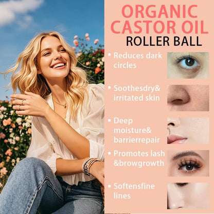 Organic Castor Oil with Rose Quartz Roller, Cold-Pressed Pure Organic Castor Oil Roller Ball for Hair Growth, Eyelashes, Eyebrows & Skin, 1.7 fl oz(1) Olavita SerumBuy Supplements Australia