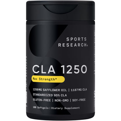 Sports Research CLA - 1250mg with Active Conjugated Linoleic Acid for Men and Women | Non-GMO, Soy & Gluten Free - 95% (180 Softgels)… Sports Research buy supplements Au