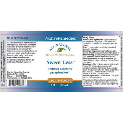 Native Remedies Sweat-Less - Natural Homeopathic Formula for Excessive Sweating, Perspiration and Clamminess - 59 mL Native RemediesBuy Supplements Australia