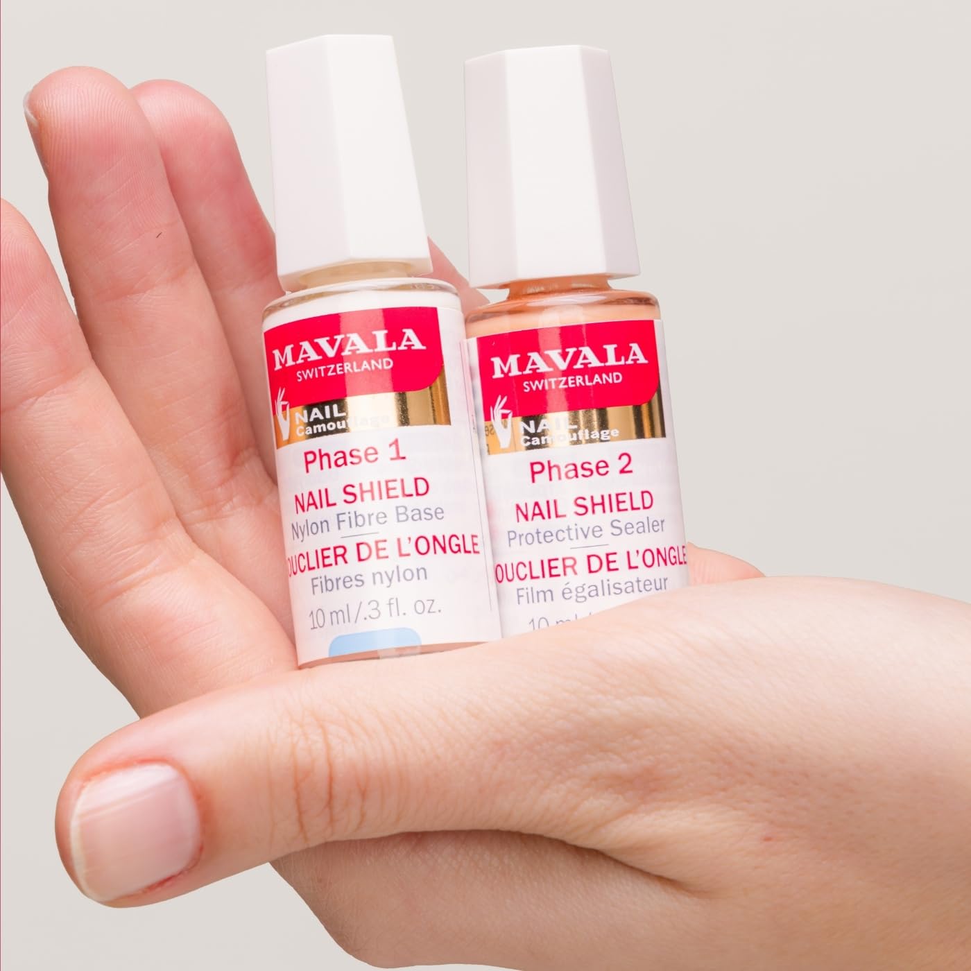 Mavala Nail Shield, 2 Count, Phase 1 & 2, Clear Nail Polish Top Coat, Nail Strengthener, Nail Growth & Nail Hardener Treatment,