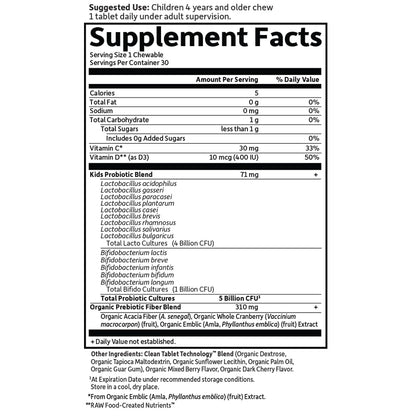 Garden of Life Dr. Formulated Probiotics Organic Kids+ plus Vitamin C & D - Berry Cherry - Gluten, Dairy & Soy Free Immune & Digestive Health Supplement