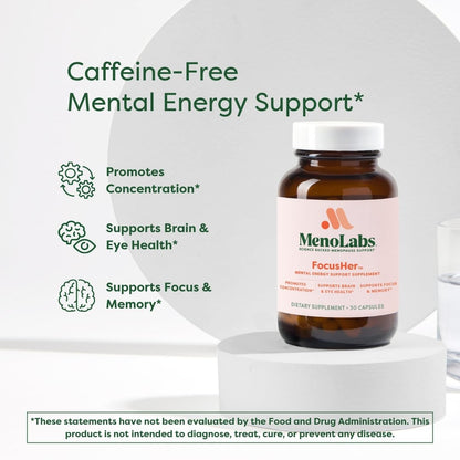 MENOLABS® FocusHer™ Mental Energy Support Supplement – Caffeine-Free Focus, Concentration & Memory – enXtra® & Lutemax 2020® – Menopause, Brain & Eye Health – 30 Capsules, 30-Day Supply MENOLABS buy supplements Au