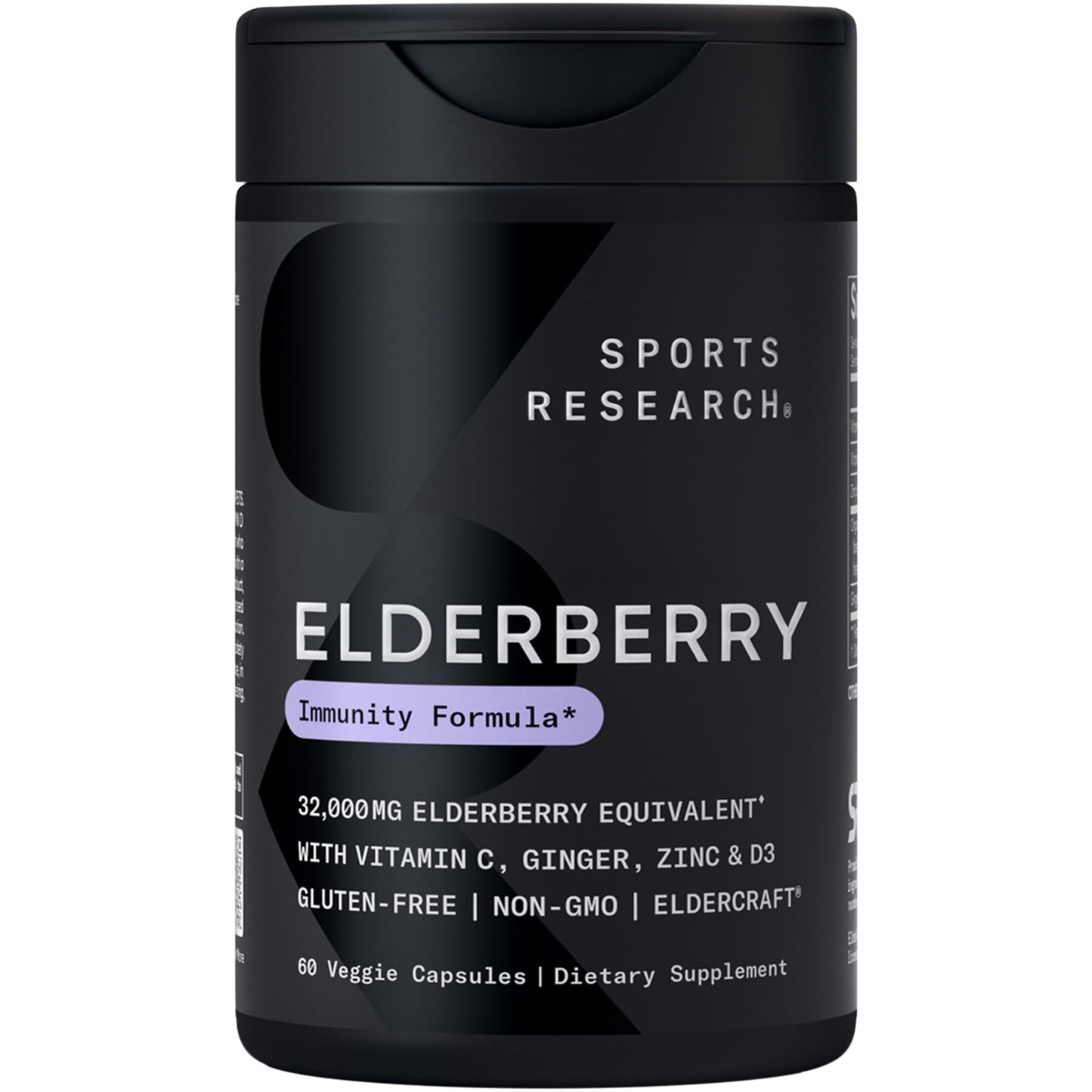 Sports Research® Elderberry Immune Support with Zinc, Ginger, Vitamin C & D3 - Vegan Friendly · Non-GMO · Gluten Free - 60 Veggie Capsules Sports Research buy supplements Au