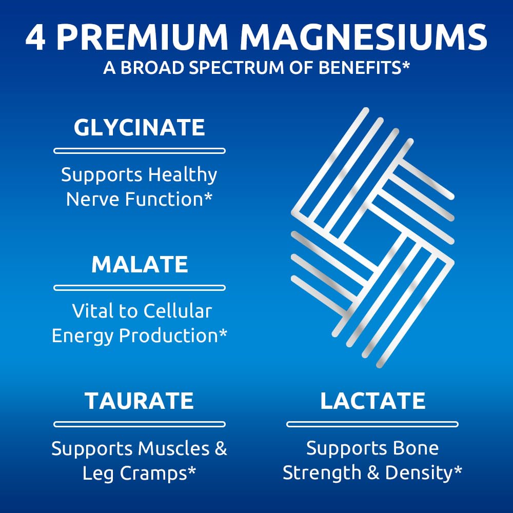 Zentastic Magnesium Complex 4-in-1 Supplement – Magnesium Glycinate, Malate, Taurate & Lactate – Chelated High Absorption for Nerves, Muscles, Bones & Immune Support – 120 Capsules Zentastic buy supplements Au