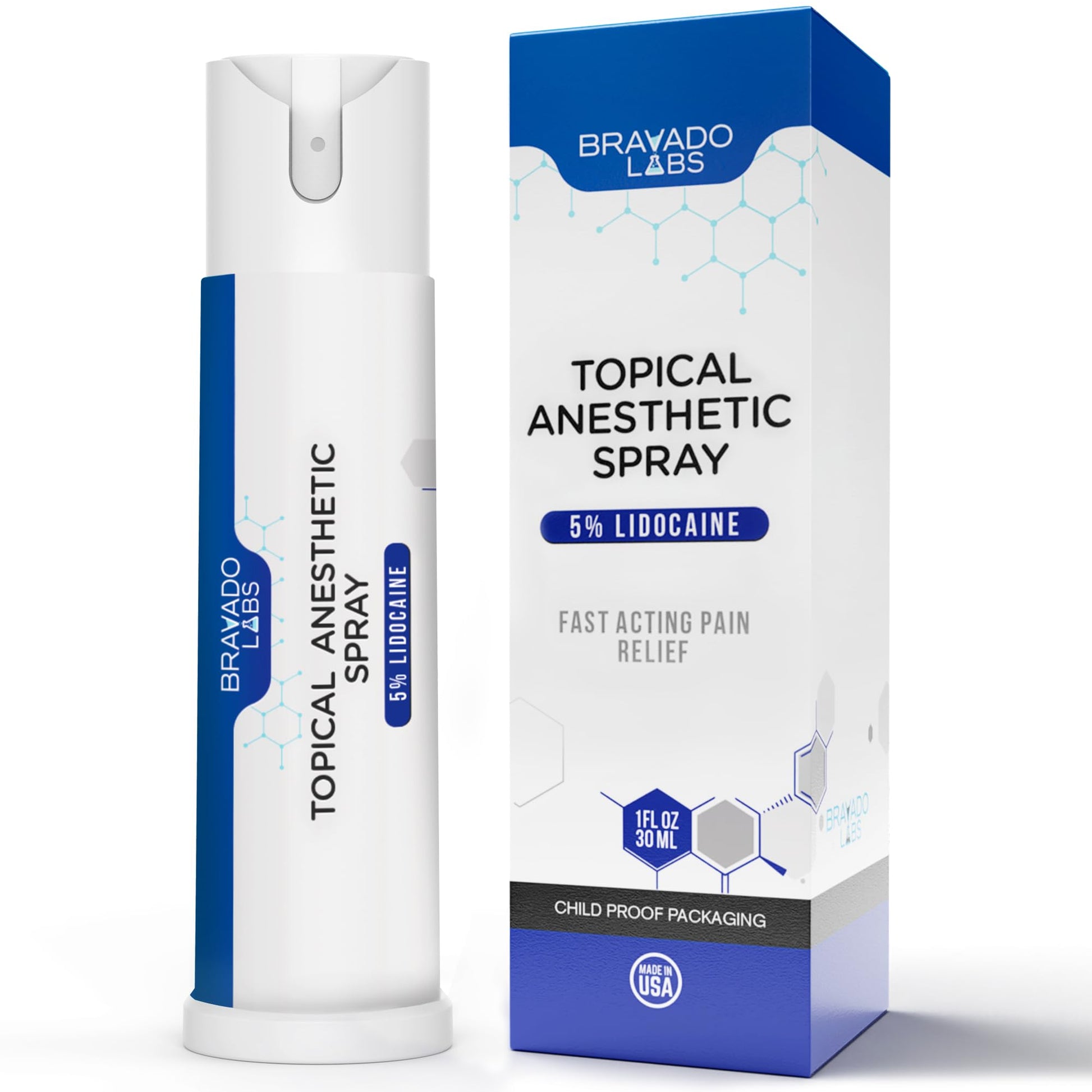 Bravado Labs 5% Lidocaine Spray Pain Relief - Maximum Strength Numbing Spray with Arnica & Emu Oil - Topical Anesthetic for Burns, Pain & Itch Relief - 1oz Bravado LabsBuy Supplements Australia