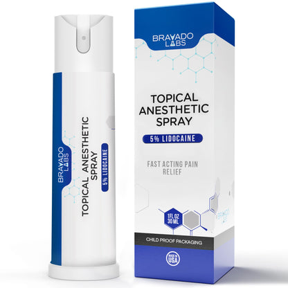 Bravado Labs 5% Lidocaine Spray Pain Relief - Maximum Strength Numbing Spray with Arnica & Emu Oil - Topical Anesthetic for Burns, Pain & Itch Relief - 1oz Bravado LabsBuy Supplements Australia