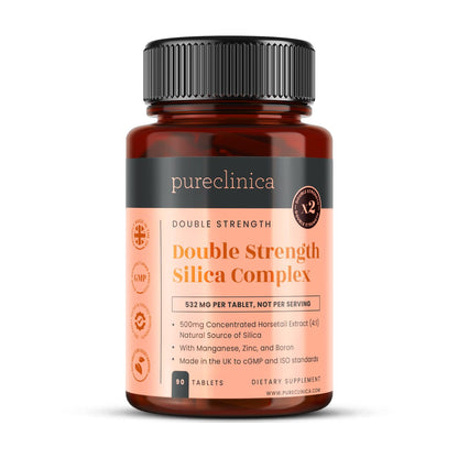 Double Strength Silica Complex – 500mg Horsetail Extract (4:1) per Tablet – 90 Tablets – 3 Month Supply – with Zinc, Manganese & Boron pureclinica buy supplements Au