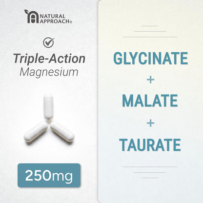 High Absorption Magnesium Complex with Glycinate, Malate & Taurate - Premium Magnesium Supplement for Sleep, Relaxation, Leg Cramps & Stress Relief - 100% Chelated & Easy On The Gut - 90 Capsules Natural Approach buy supplements Au