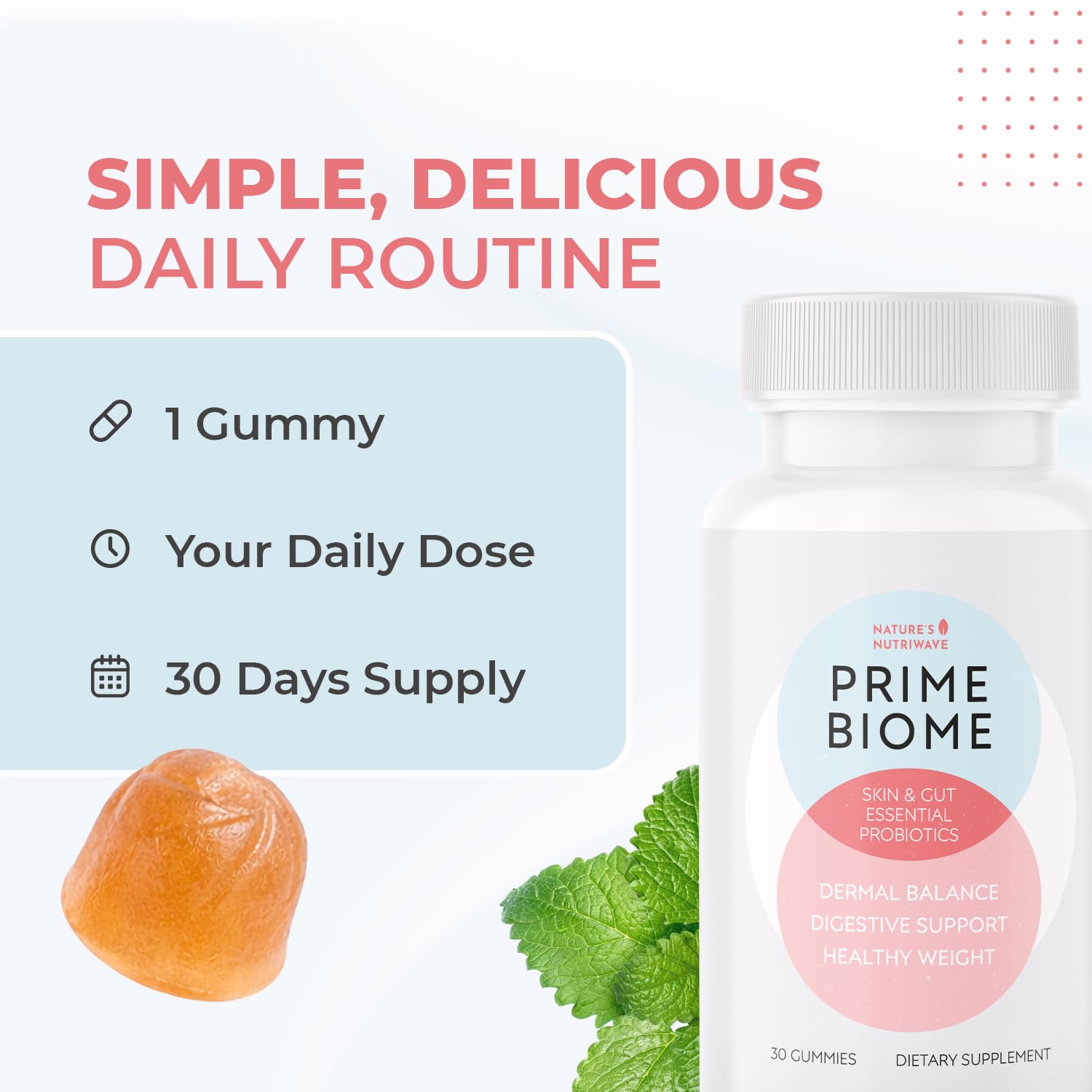 Nature’s NutriWave PrimeBiome Probiotic Gummies – Plant-Based Blend with Inulin, Lion’s Mane, Ginger & More– Non-GMO, No Stimulants, GMP Certified – 30 Gummies, 3 Month Supply Nature’s NutriWave buy supplements Au