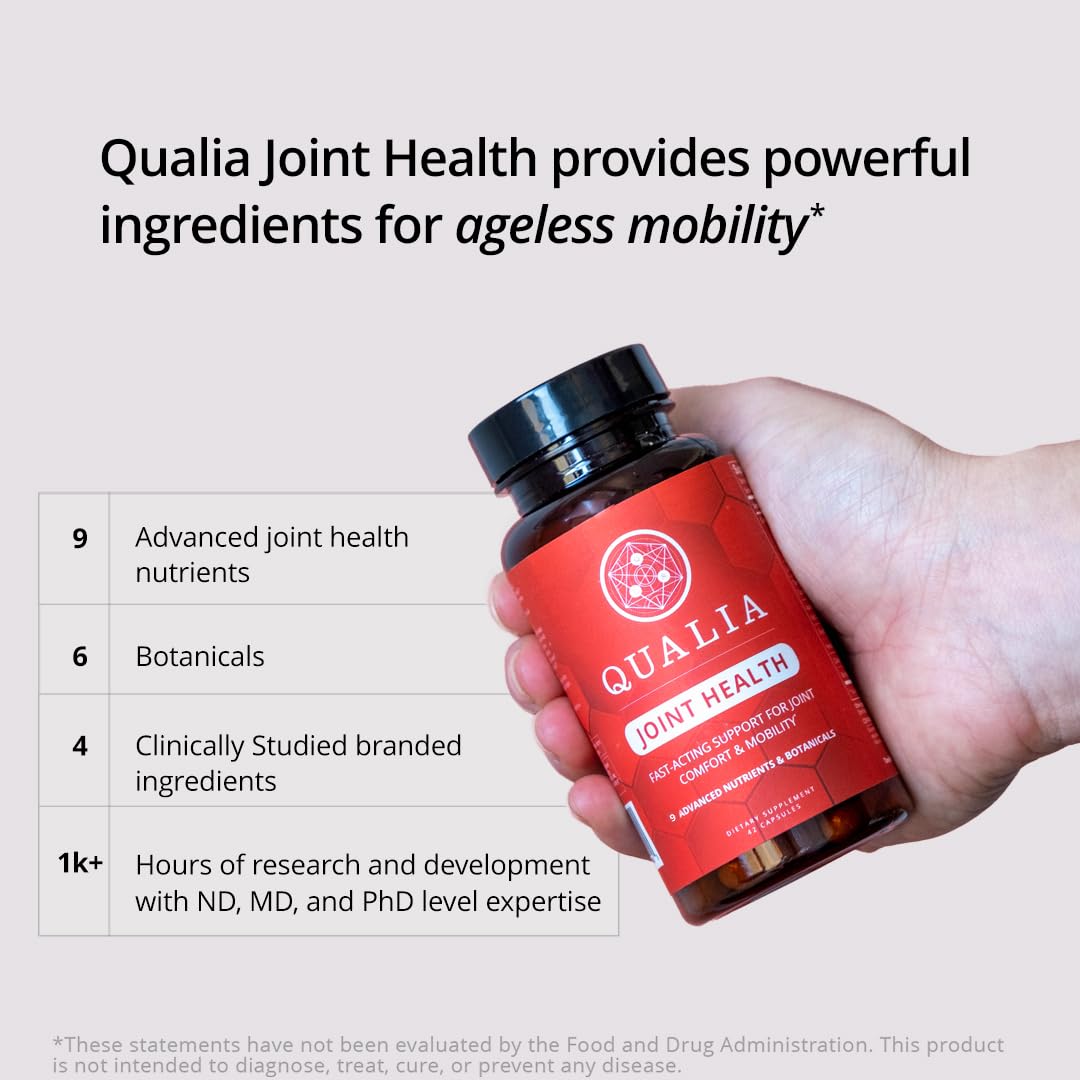 Qualia Joint Health 9 Advanced Joint Health nutrients: denatured Collagen, boswellia, tumeric, Boron, Ginger, L-carnitine. Cartilage Health, Tendon Strength, Healthy Joint Aging (1 Month Supply) QUALIA LIFE SCIENCESBuy Supplements Australia