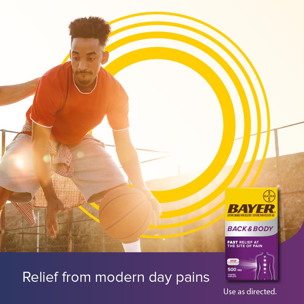 Bayer Back & Body 500mg Aspirin Plus Caffeine for Powerful Pain Relief, 200 Coated Caplets Bayer buy supplements Au